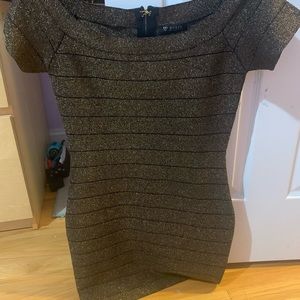 Guess Gold glitter bandage maxi dress